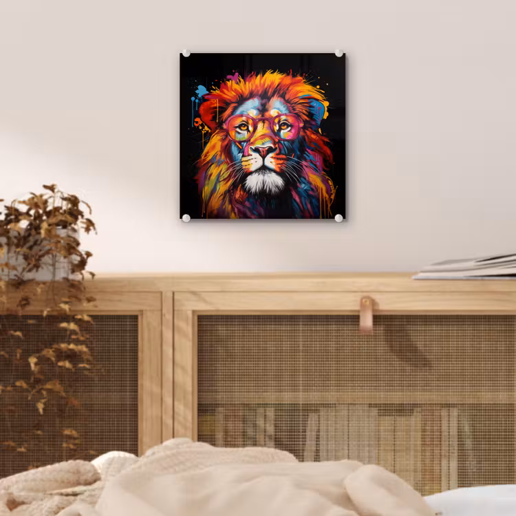 Graffiti - Leeuw - Bril - Zwart plexiglas 5mm klein -sfeer4