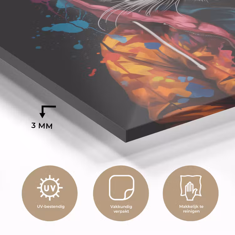 Graffiti - Luipaard - Zwart - Jas plexiglas 5mm klein -sfeer2