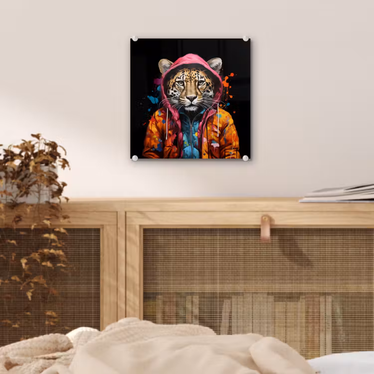 Graffiti - Luipaard - Zwart - Jas plexiglas 5mm klein -sfeer4