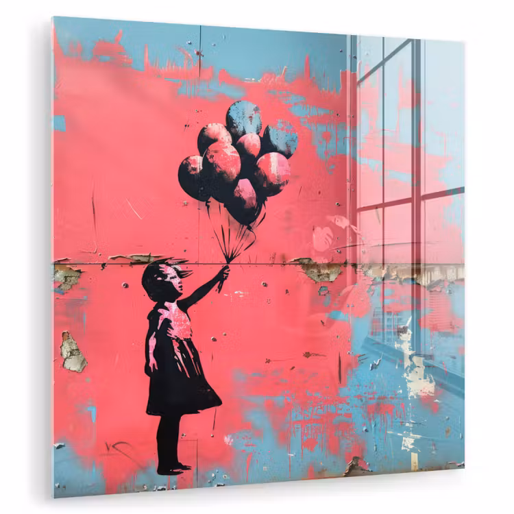 Graffiti - Meisje - Ballon - Banksy - Street art plexiglas 5mm klein -zzzproduct_nieuw