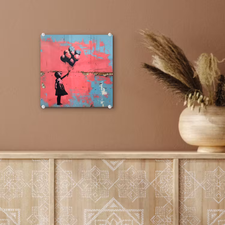 Graffiti - Meisje - Ballon - Banksy - Street art plexiglas 5mm klein -sfeer5