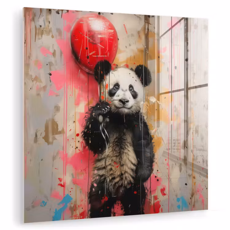 Graffiti - Panda - Ballon - Street art - Banksy plexiglas 5mm klein -zzzproduct_nieuw