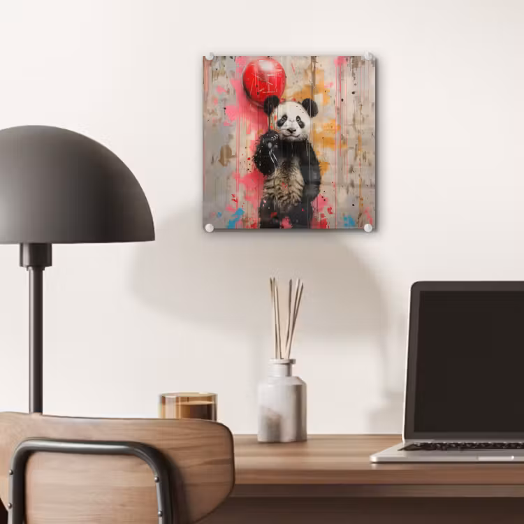 Graffiti - Panda - Ballon - Street art - Banksy plexiglas 5mm klein -sfeer6