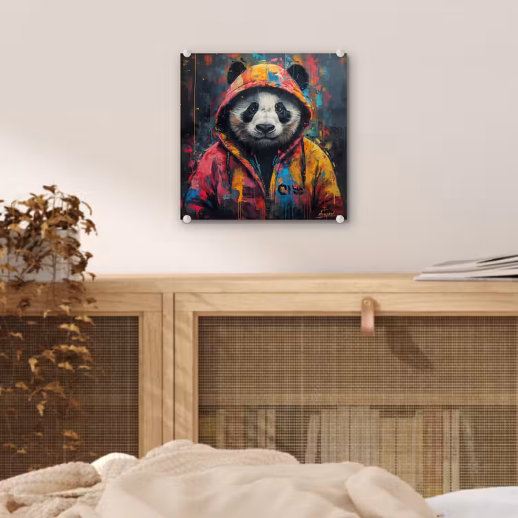 Graffiti - Panda - Jas - Kleurrijk plexiglas 5mm klein -sfeer4
