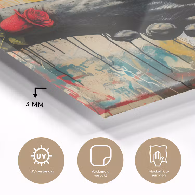 Graffiti - Rozen - Handen - Street art - Banksy plexiglas 5mm klein -sfeer2