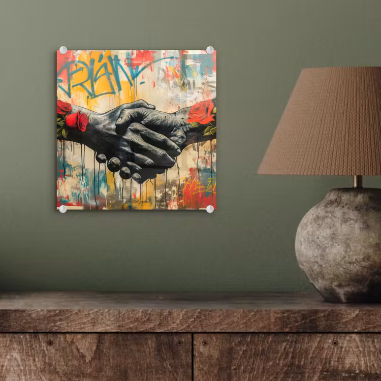 Graffiti - Rozen - Handen - Street art - Banksy plexiglas 5mm klein -sfeer3