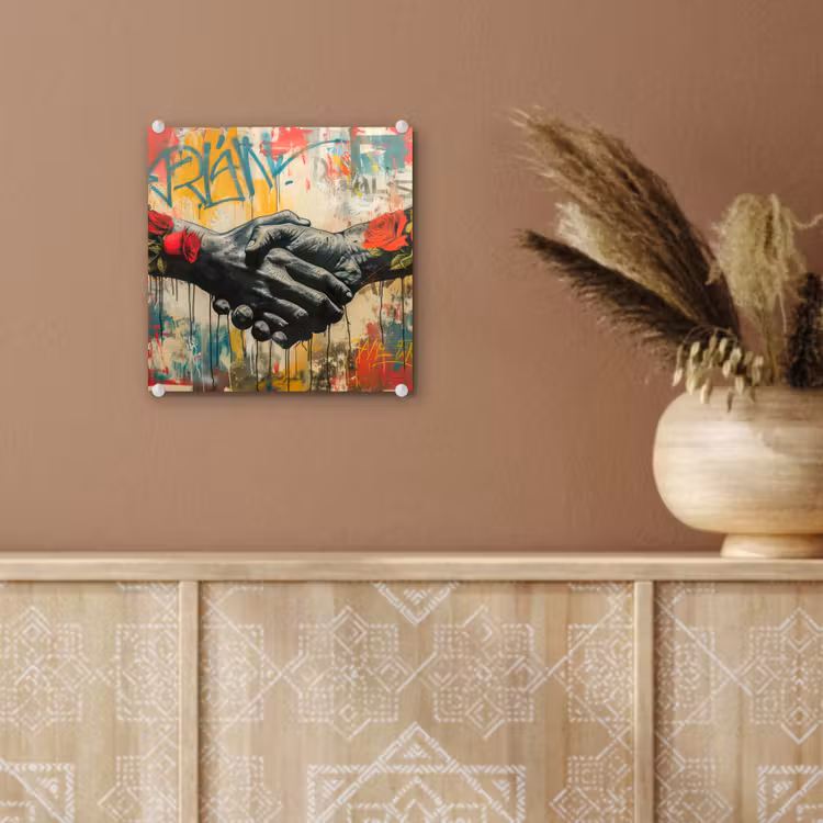 Graffiti - Rozen - Handen - Street art - Banksy plexiglas 5mm klein -sfeer5