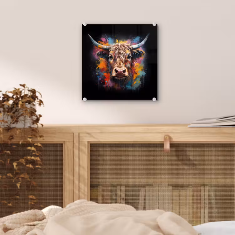 Graffiti - Schotse hooglander - Zwart - Koe plexiglas 5mm klein -sfeer4