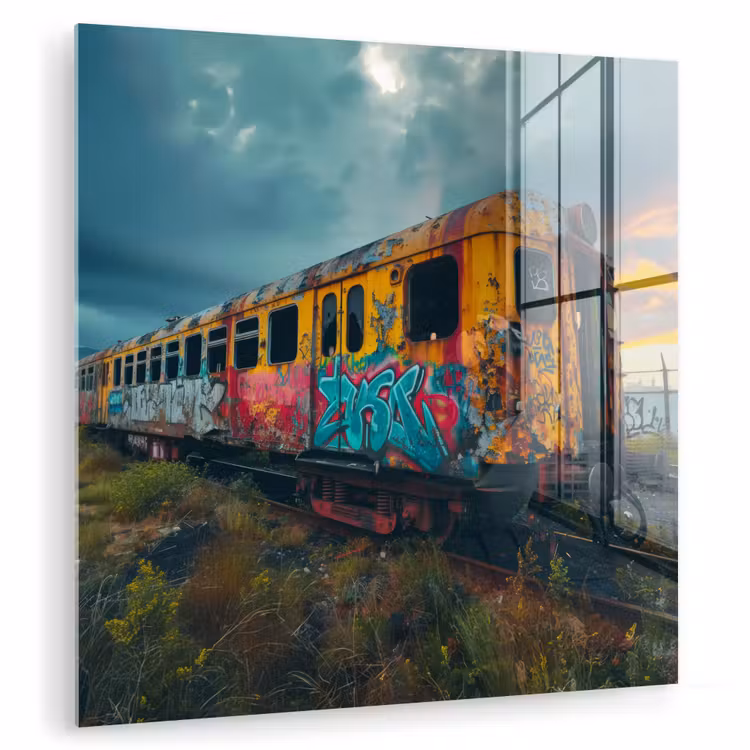Graffiti - Trein - Street art - Verlaten plexiglas 5mm klein -zzzproduct_nieuw