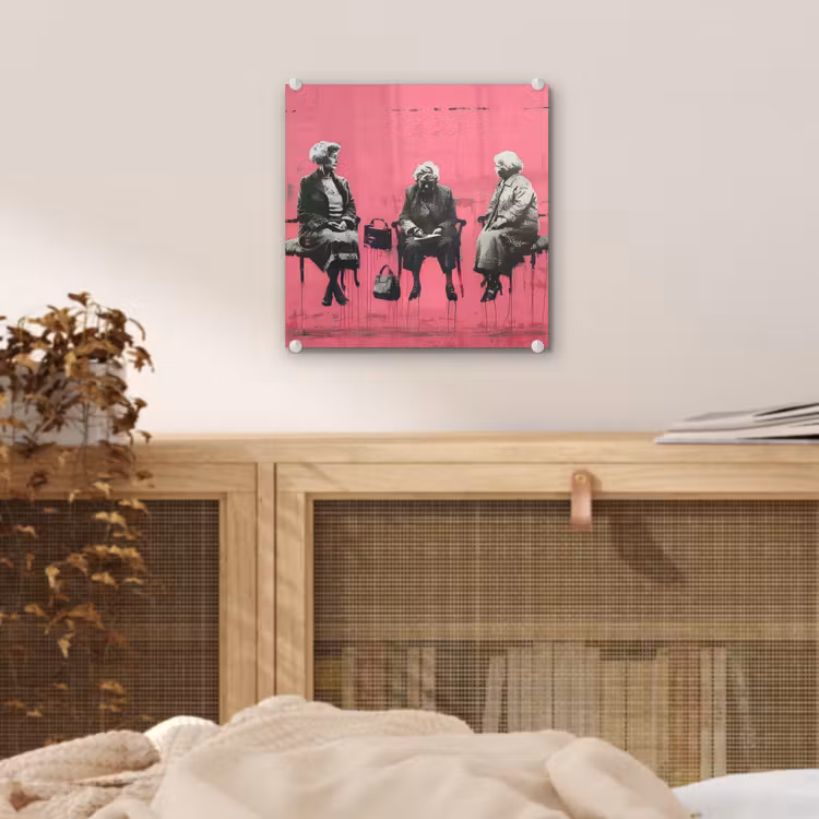 Graffiti - Vintage - Zwart - Street art - Roze - Banksy plexiglas 5mm klein -sfeer4