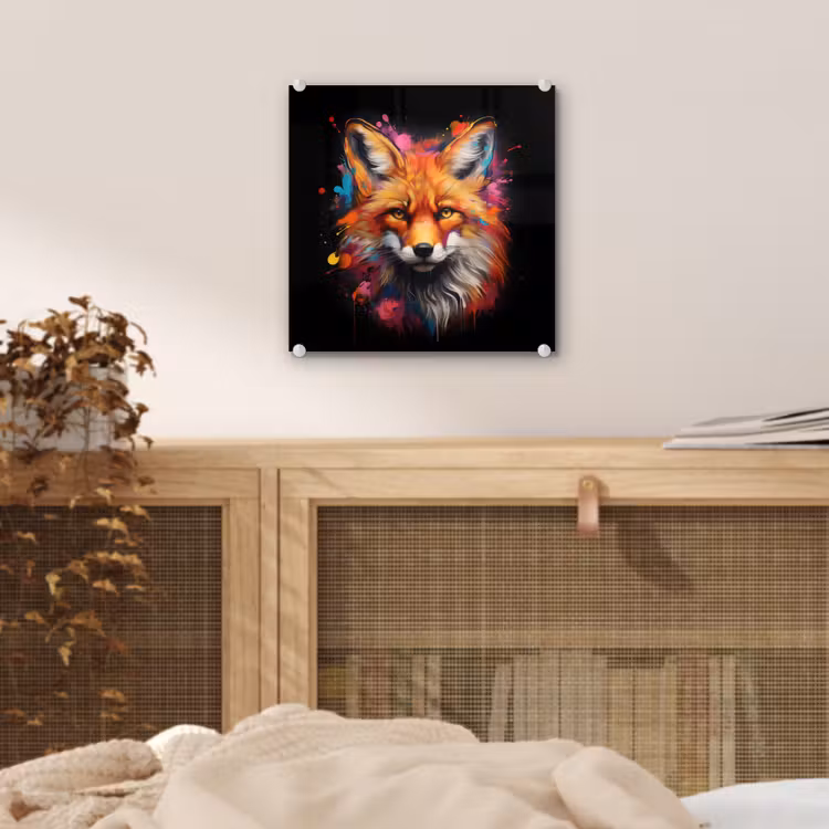 Graffiti - Vos - Zwart - Pop art plexiglas 5mm klein -sfeer4