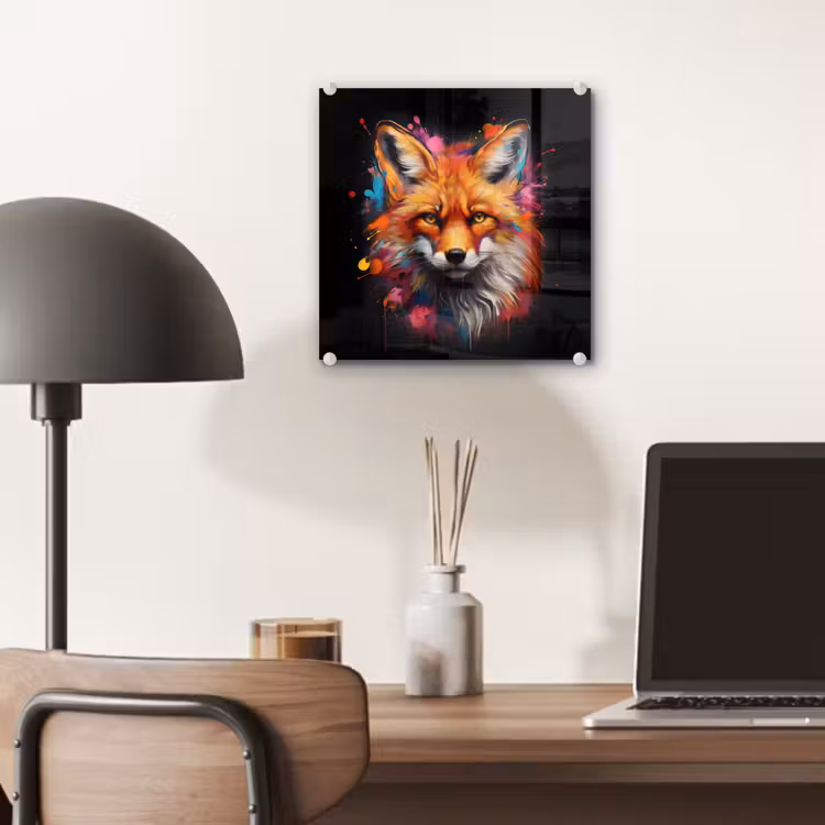 Graffiti - Vos - Zwart - Pop art plexiglas 5mm klein -sfeer6