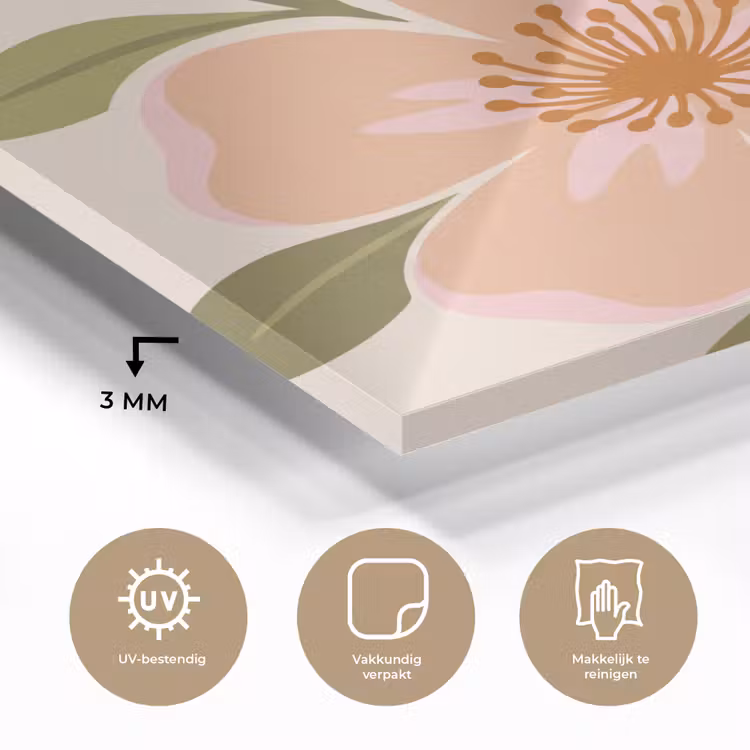 Grafisch - Bloemen - Roze plexiglas 5mm klein -sfeer2