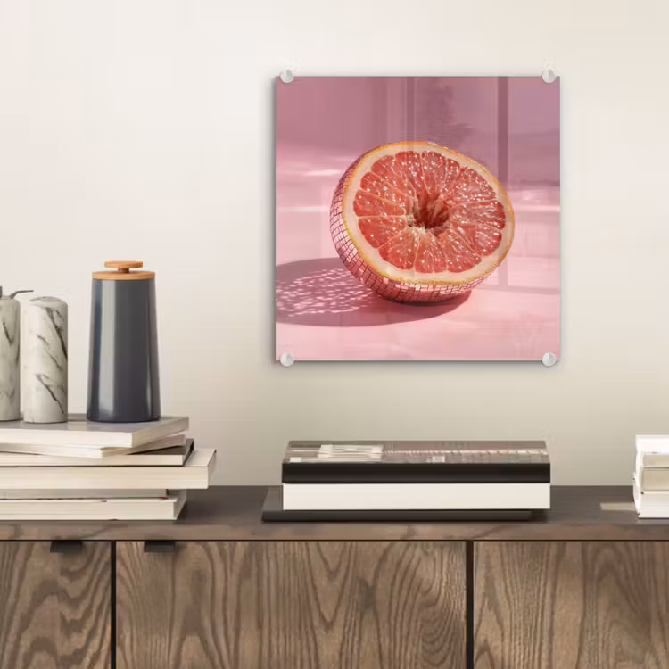Grapefruit - Roze - Disco - Shiny plexiglas 5mm klein -sfeer1