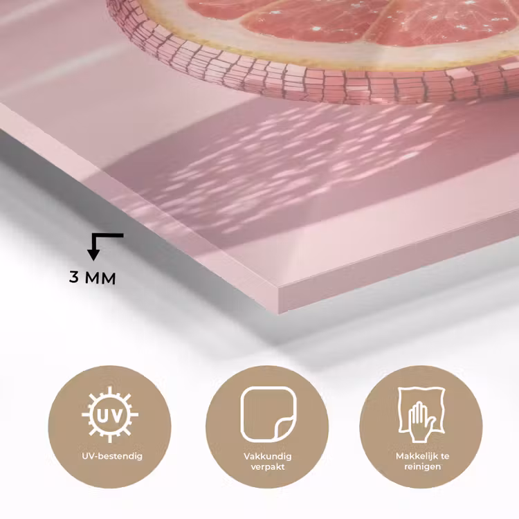 Grapefruit - Roze - Disco - Shiny plexiglas 5mm klein -sfeer2