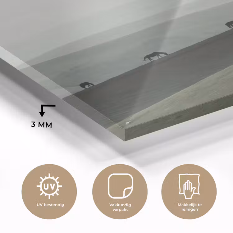 Grijs - Berg - Paarden plexiglas 5mm klein -sfeer2