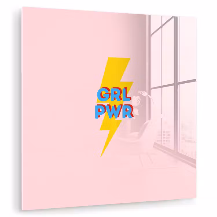 Grl pwr - Bliksem - Roze plexiglas 5mm klein -zzzproduct_nieuw