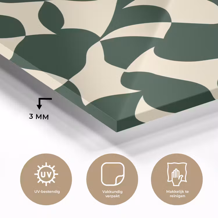 Groen - Organische vlakken - Crème plexiglas 5mm klein 11 -sfeer2