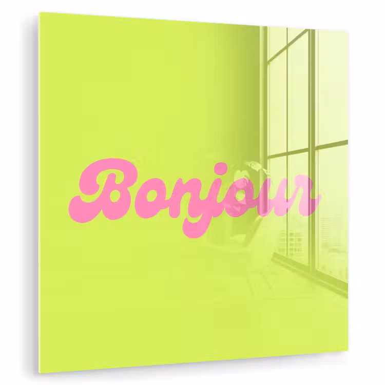 Groen - Roze bonjour - Retro plexiglas 5mm klein -zzzproduct_nieuw