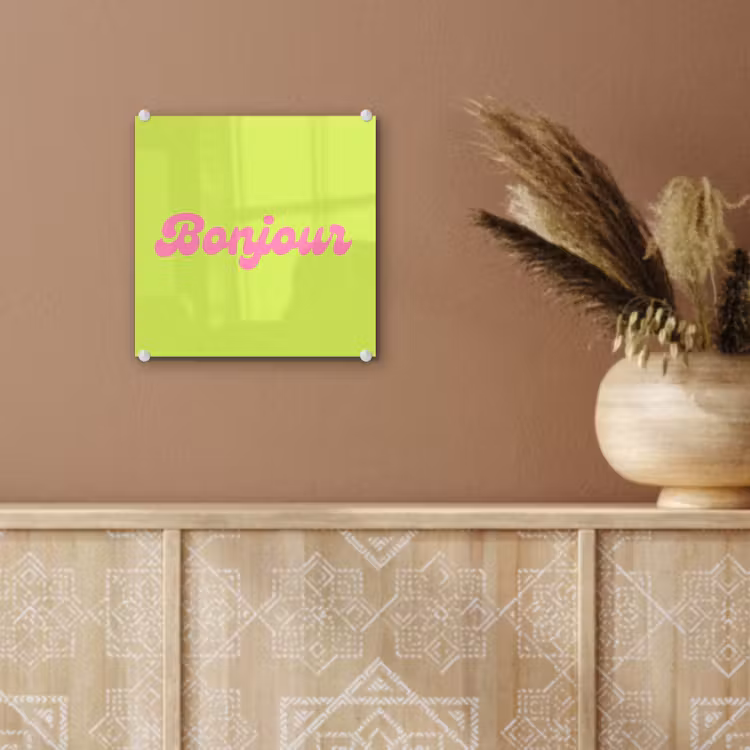 Groen - Roze bonjour - Retro plexiglas 5mm klein -sfeer5
