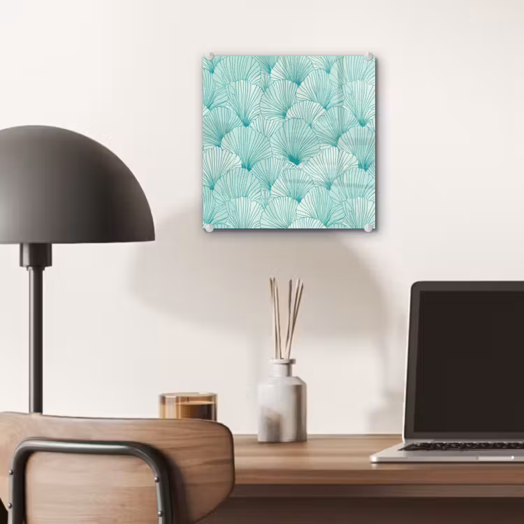 Groen - Wit - Ginko - Getekend - Textuur plexiglas 5mm klein 11 -sfeer6