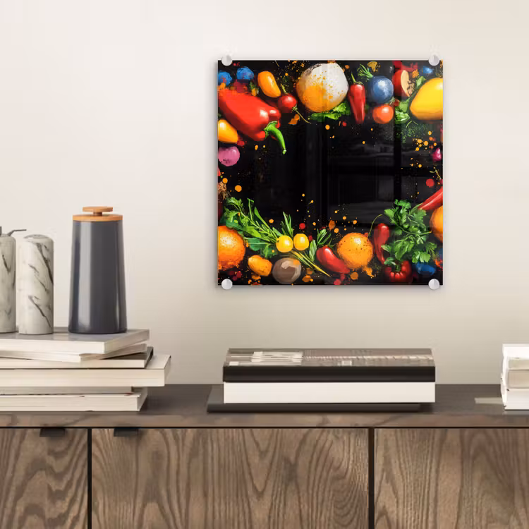 Groente - Graffiti - Kleurrijk - Koken - Abstract plexiglas 5mm klein -sfeer1