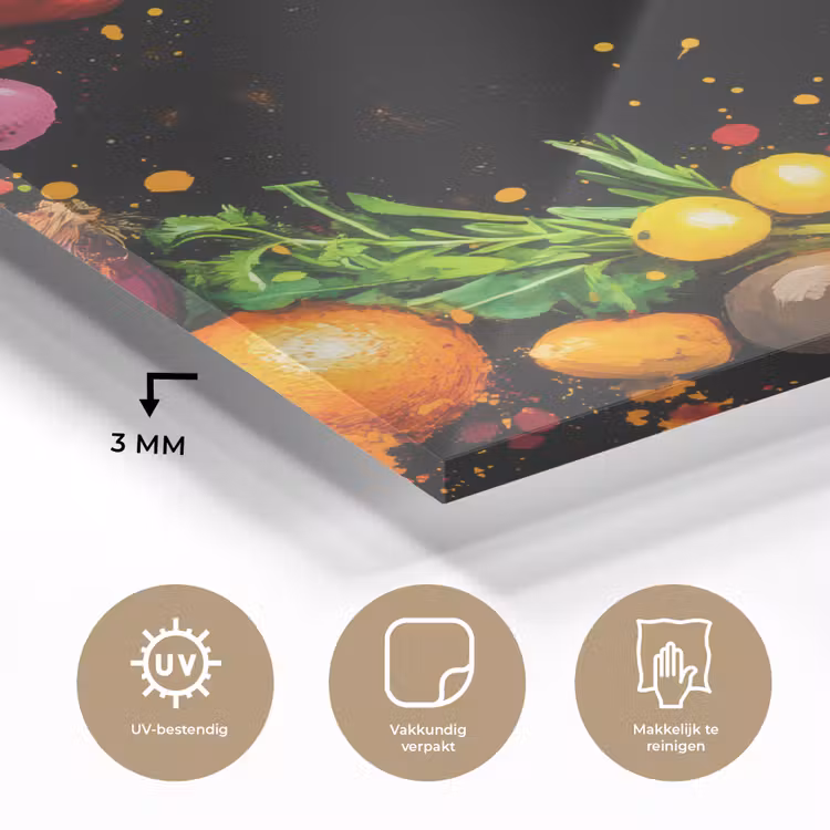 Groente - Graffiti - Kleurrijk - Koken - Abstract plexiglas 5mm klein -sfeer2