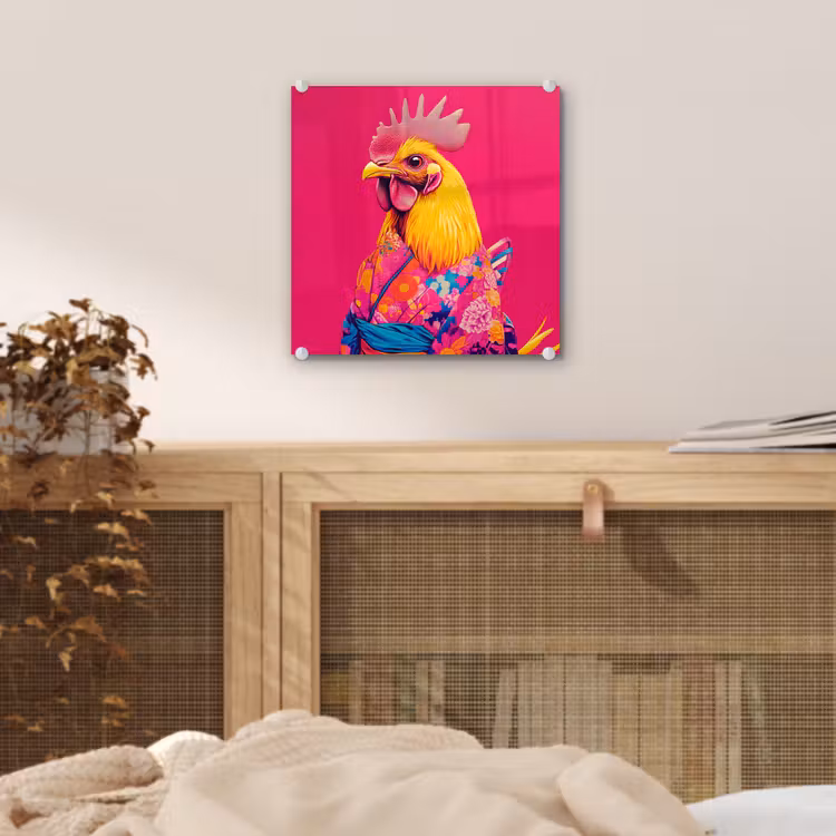 Haan - Kleurrijk - Kimono - Roze plexiglas 5mm klein -sfeer4