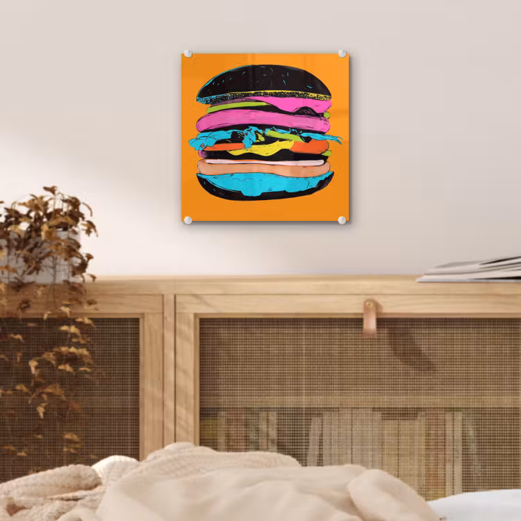 Hamburger - Kleurrijk - Speels plexiglas 5mm klein -sfeer4