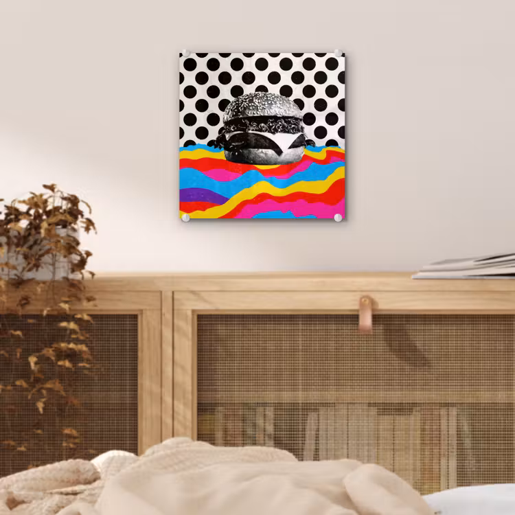 Hamburger - Stippen - Golven - Kleuren plexiglas 5mm klein -sfeer4