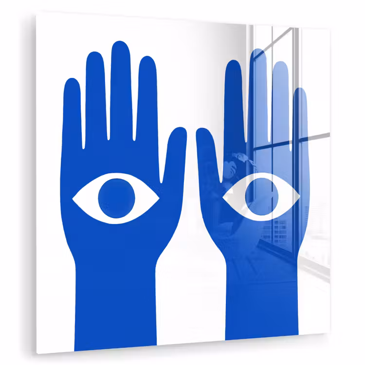 Handen - Twee - Ogen - Blauw plexiglas 5mm klein -zzzproduct_nieuw