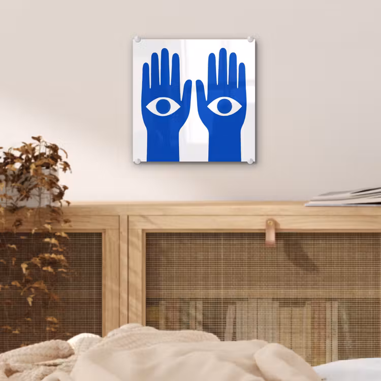 Handen - Twee - Ogen - Blauw plexiglas 5mm klein -sfeer4