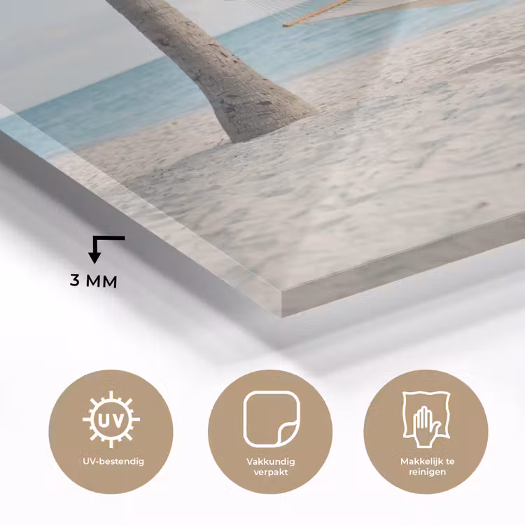 Hangmat - Strand - Wit plexiglas 5mm klein -sfeer2