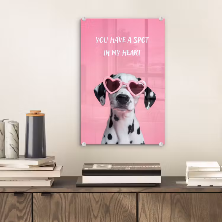 Hartjes - Hond - Valentijn - Roze plexiglas 5mm klein -sfeer1