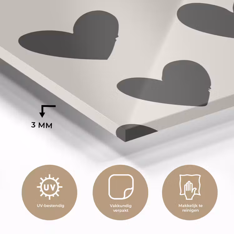 Hartjes - Zwart - Beige plexiglas 5mm klein -sfeer2