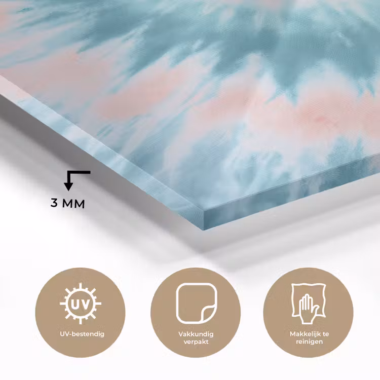 Hartvormig - Tie dye - Pasteltinten - Lichtgroen plexiglas 5mm klein -sfeer2