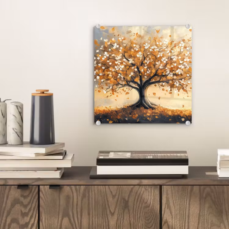 Herfst - Boom - Oranje - Bladeren - Levensboom - Abstract plexiglas 5mm klein -sfeer1