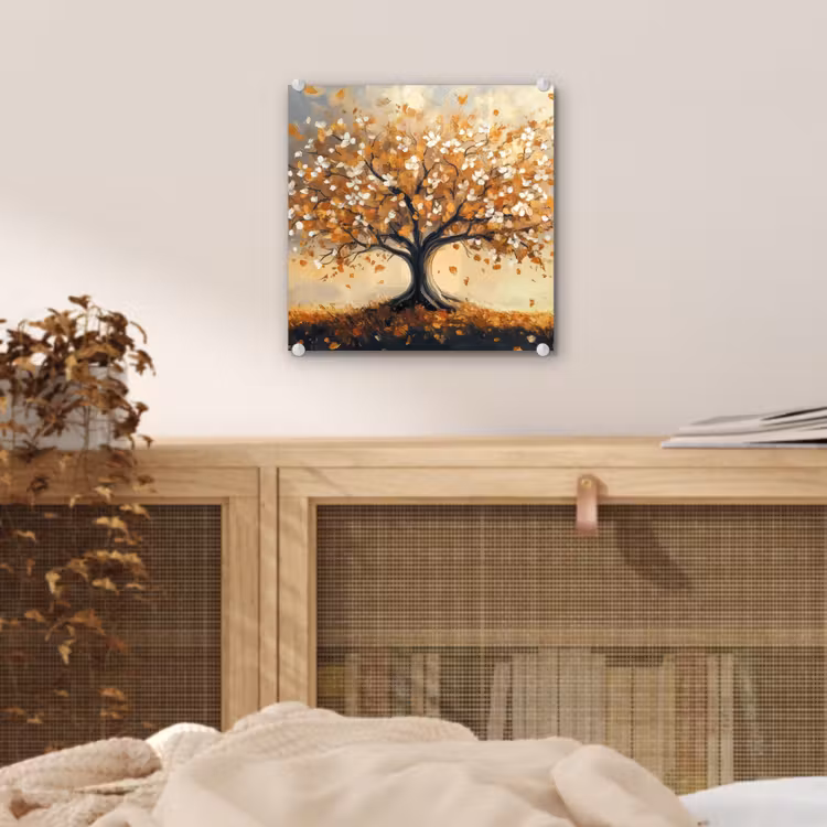 Herfst - Boom - Oranje - Bladeren - Levensboom - Abstract plexiglas 5mm klein -sfeer4
