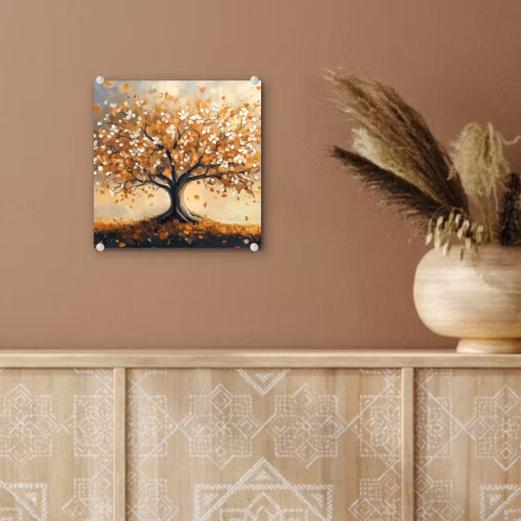 Herfst - Boom - Oranje - Bladeren - Levensboom - Abstract plexiglas 5mm klein -sfeer5