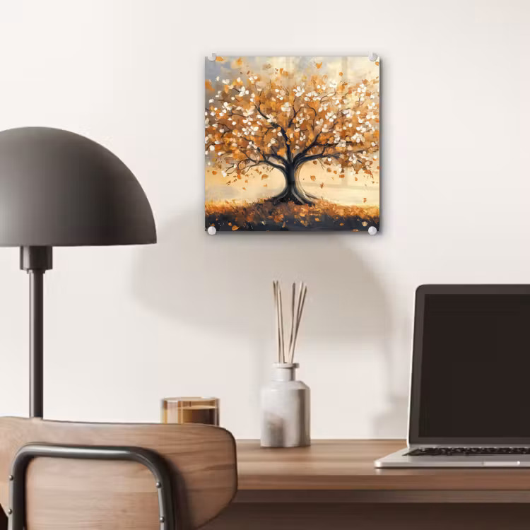 Herfst - Boom - Oranje - Bladeren - Levensboom - Abstract plexiglas 5mm klein -sfeer6