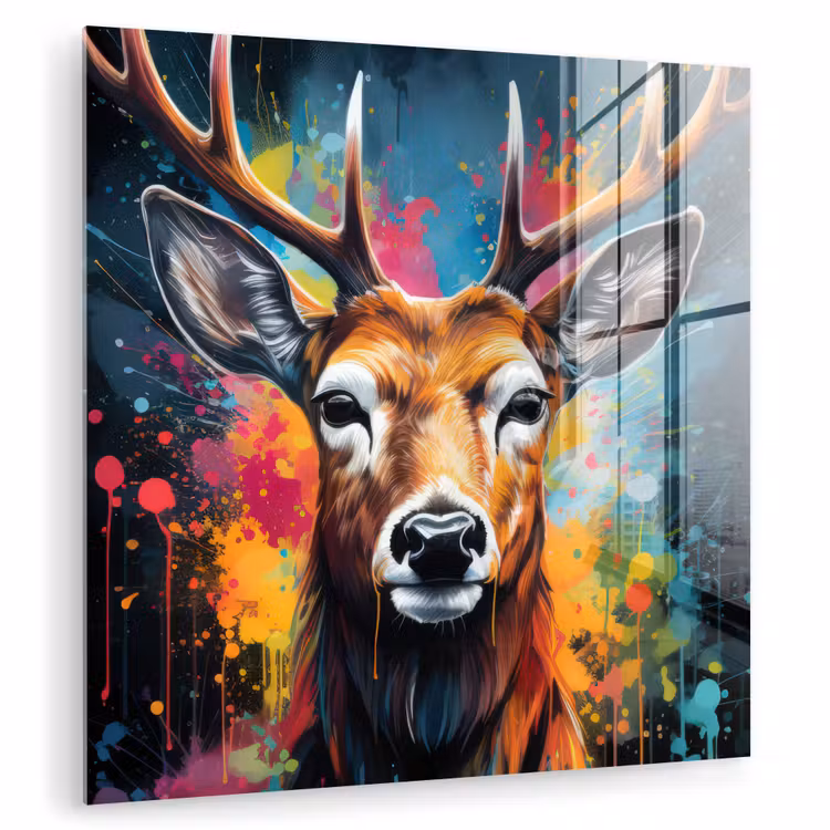 Hert - Graffiti - Dieren - Kleuren plexiglas 5mm klein -zzzproduct_nieuw