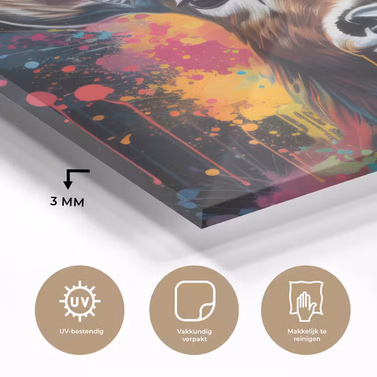 Hert - Graffiti - Dieren - Kleuren plexiglas 5mm klein -sfeer2