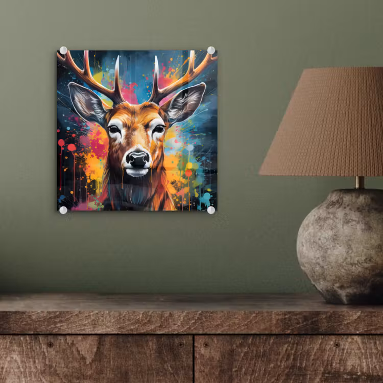 Hert - Graffiti - Dieren - Kleuren plexiglas 5mm klein -sfeer3