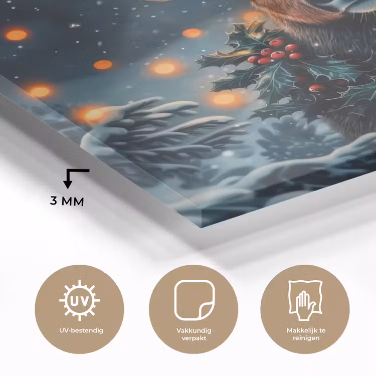 Hert - Kerst - Winter - Sneeuw - Kerstkrans plexiglas 5mm klein -sfeer2