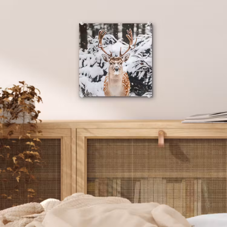 Hert - Sneeuw - Winter - Bos - Dieren plexiglas 5mm klein -sfeer4