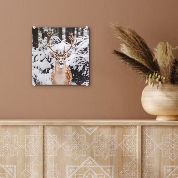 Hert - Sneeuw - Winter - Bos - Dieren plexiglas 5mm klein -sfeer5