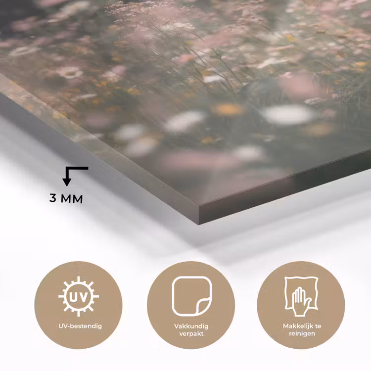 Hert - Wilde bloemen - Bos plexiglas 5mm klein -sfeer2