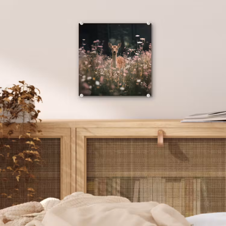 Hert - Wilde bloemen - Bos plexiglas 5mm klein -sfeer4
