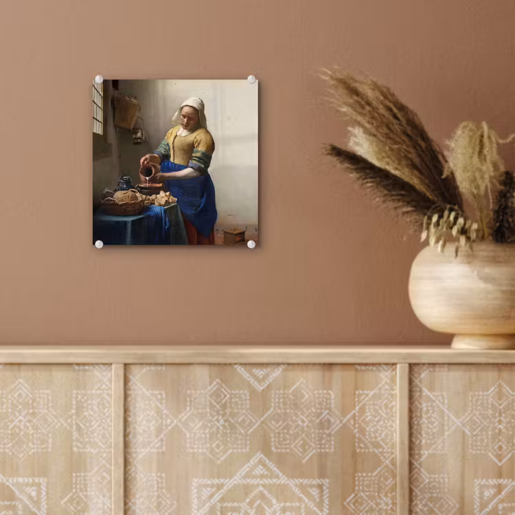 Het melkmeisje - Schilderij van Johannes Vermeer plexiglas 5mm klein -sfeer5