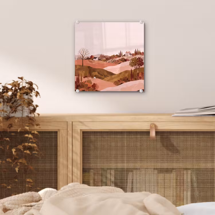 Heuvellandschap - Grafisch - Terracotta plexiglas 5mm klein -sfeer4